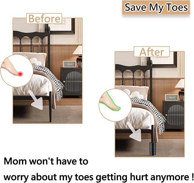 4 Pcs Bed Frame Toe Protectors, Non-Adhesive Bed Frame Leg Covers - Image 3