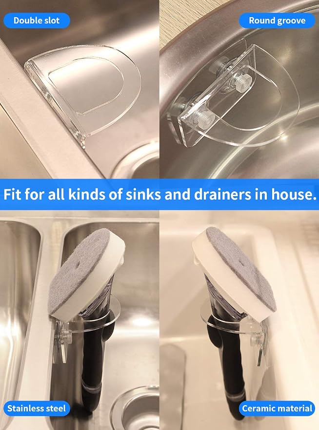 2 Pack Dish Brush Holder, Kitchen Clear Acrylic Sink Caddy Organizer, Vertical - Image 5
