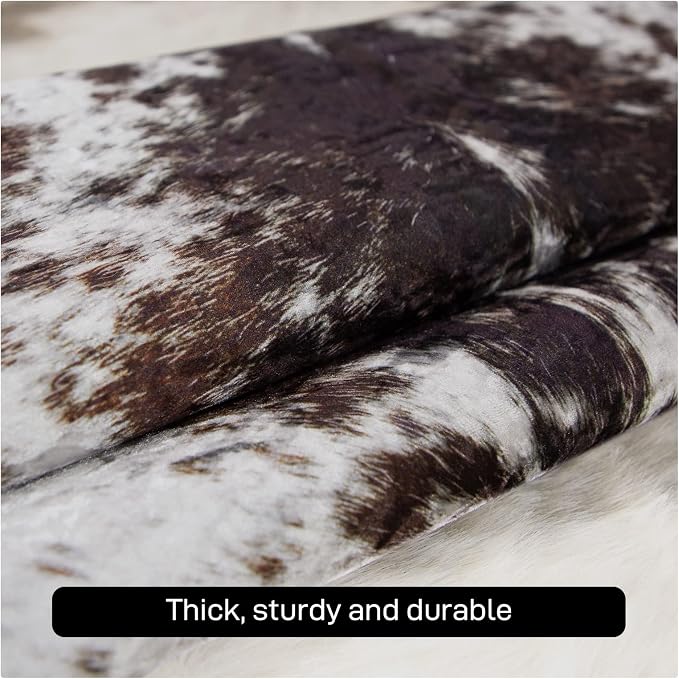 MACEVIA Faux Cowhide Gold Print Rug Cute Cow Print Rug Area Rug Nice Western - Image 9