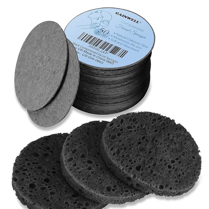 GAINWELL 50-Count Black Compressed Facial Sponges by GAINWELL