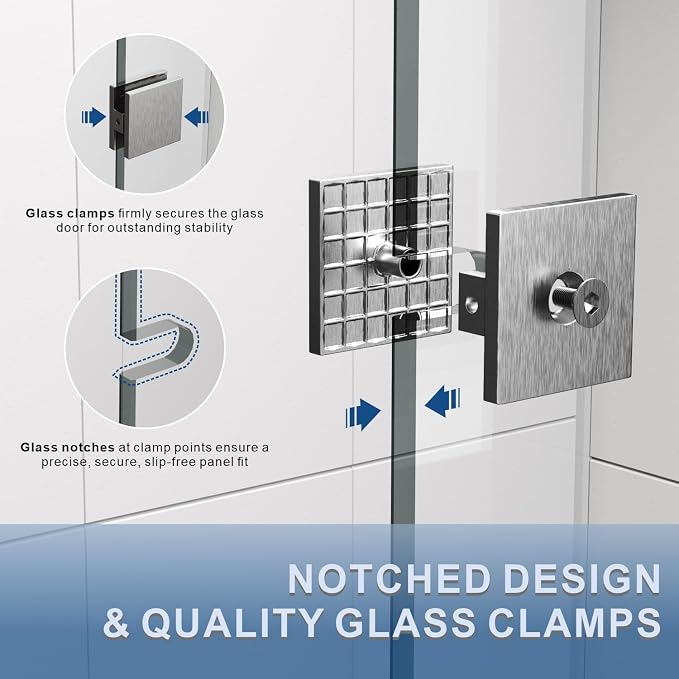 39" W ×80" H Shower Glass Panel, Frameless Fixed Glass Shower Panel - Image 6