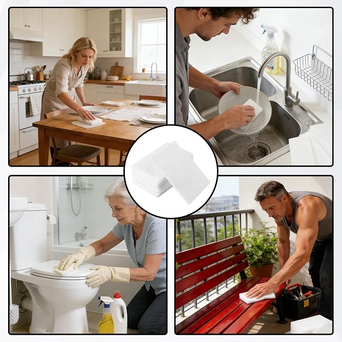 12PCS White Non Woven Pads & Non Scratch Scrubbing Pads 4x6 Inch Light Duty - Image 5