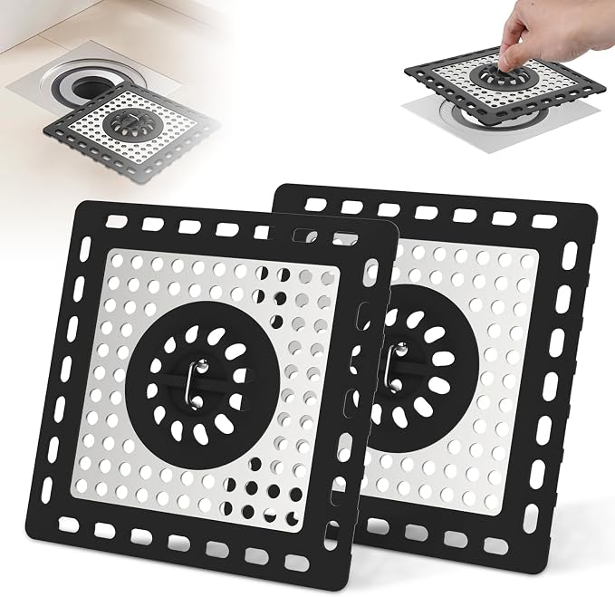 Hibbent 2 Pack Upgraded Shower Drain Hair Catcher, Shower Drain Cover by Hibbent