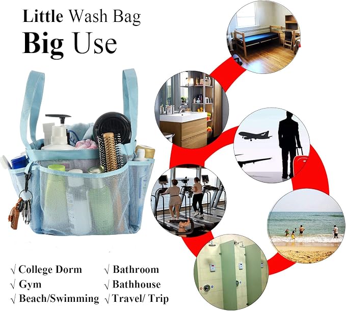 Haundry Mesh Shower Caddy Tote, Large Shower Caddy Bag - Image 7