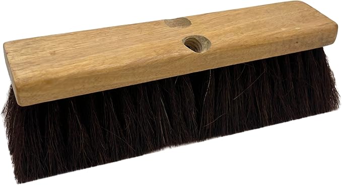 Pure Horsehair Push Broom Head, 12 inches, Heavy Duty Wood Block by UNVERT