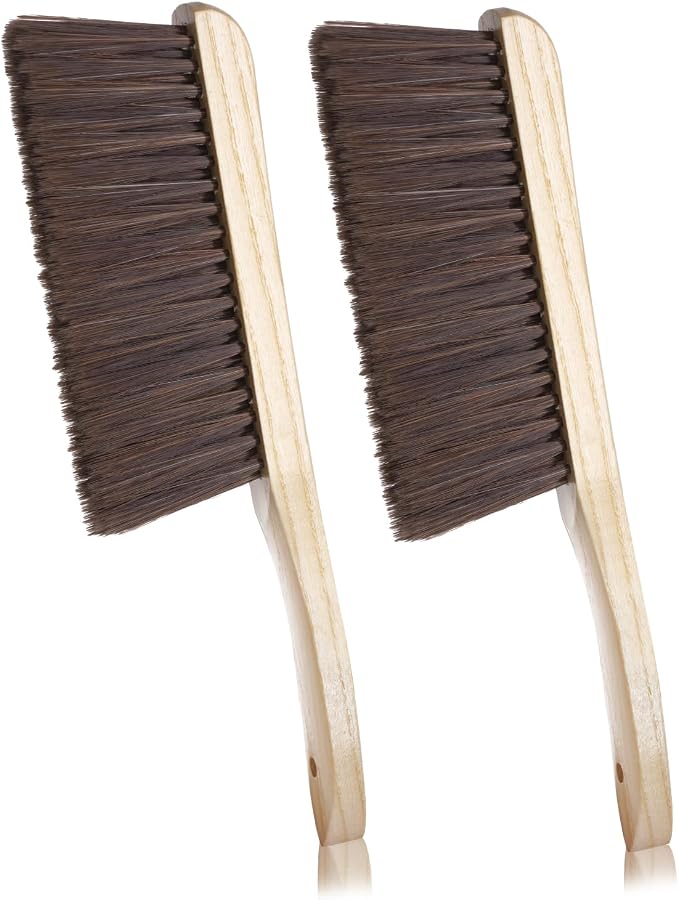 Rbenxia 2 Pieces Wooden Handle Bench Brushes Horse Hair Brushes Soft Bristles by Rbenxia