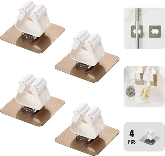 Self-Adhesive Mop Holder, Broom Wall Mounted Rack, Sweeper Gripper Hanger by Shaoduoli
