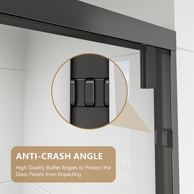 RFN 44-48" W x 76" H Semi-Frameless Bypass Double Sliding Shower Door, 1/4" - Image 7