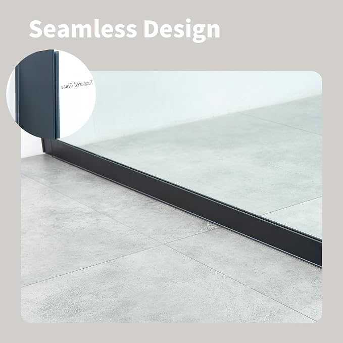 Shower Screen 36" x 76" Half Frameless Shower Wall Panel, Tempered Glass 3/8 - Image 3