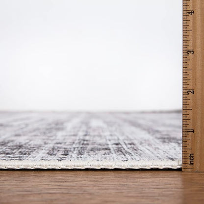 Bloom Rugs Washable Non-Slip 4' x 6' Rug - Gray/Charcoal/Blue Modern Abstract Area Rug for Living Room, Bedroom, Dining Room, and Kitchen - Exact Size: 4' x 6'