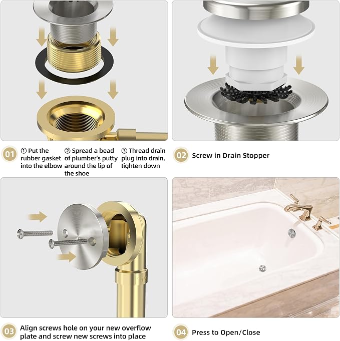 Brushed Nickel Tub Drain Kit - Image 6