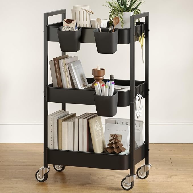 3 Tier Rolling Cart, Utility Cart by Nunsino
