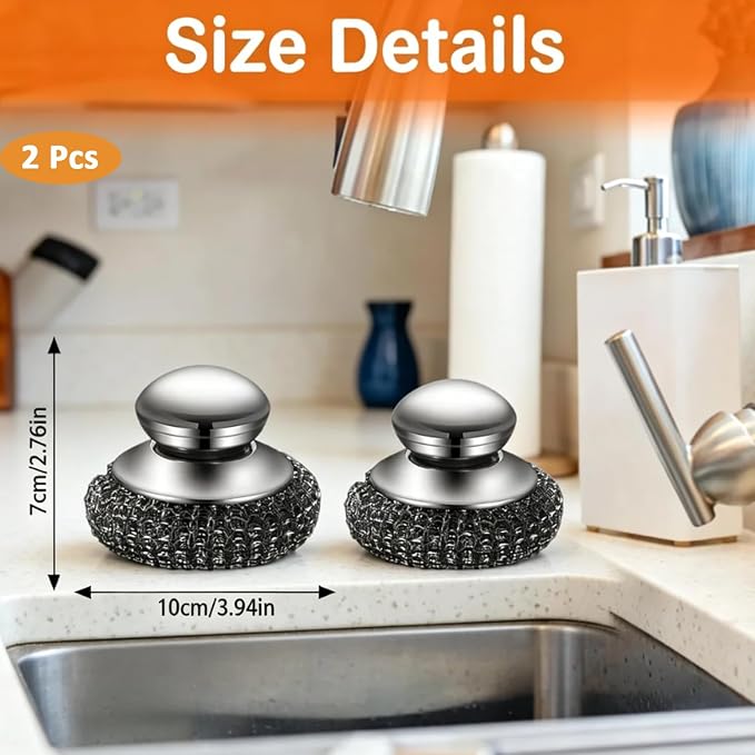 2Pcs Stainless Steel Wool Scrubber, Scrubbing Scouring Pad, Steel Wool Scrubber - Image 8