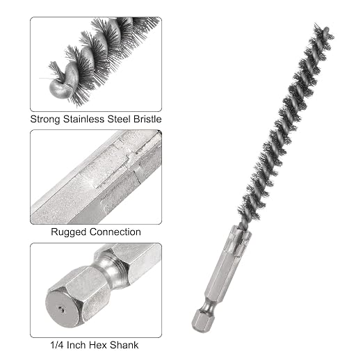 HARFINGTON 5Pcs Bore Brush Stainless Steel 8mm Dia Cleaning Twisted Wire Brush - Image 4