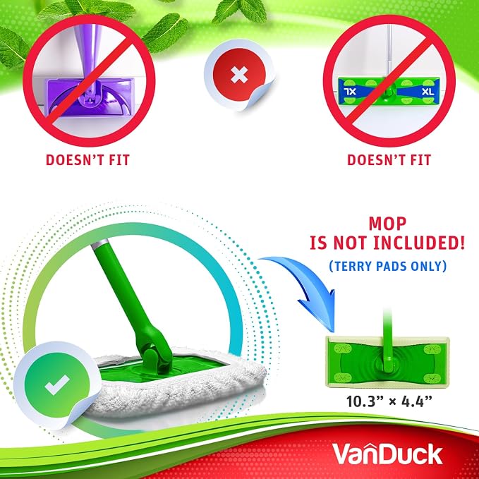 VanDuck Reusable 100% Cotton Mop Pads, Terry Cloth Mop Covers Washable - Image 2