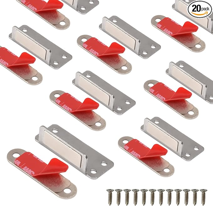 Mousike Double Magnetic Door Catch，60lb Stainless Steel Cabinet Door Magnets by Mousike