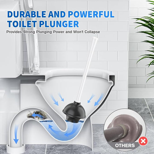 Toilet Plunger and Brush, 2 Pack Bowl Brush and Heavy Duty Toilet Plunger Set - Image 2