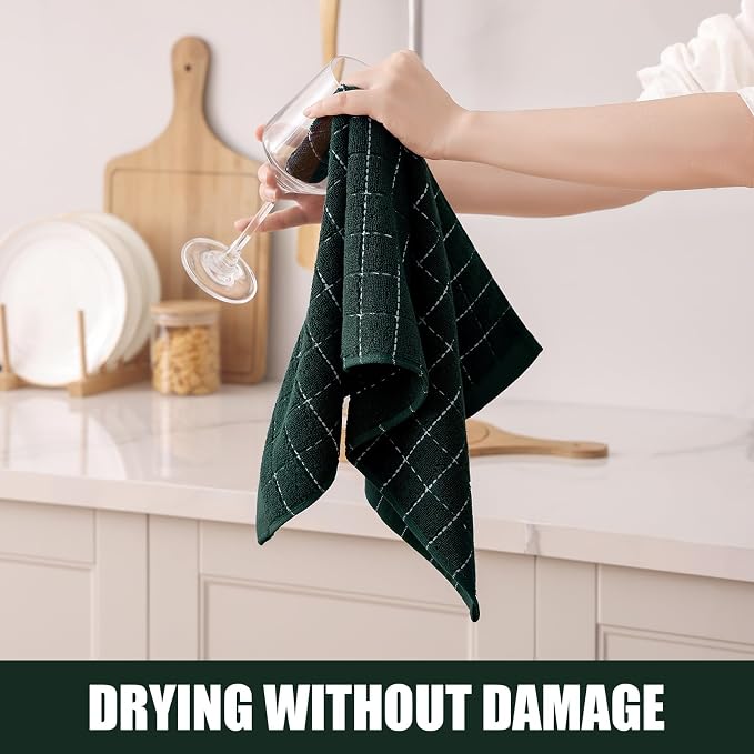 Homaxy 100% Cotton Terry Kitchen Towels, Checkered Designed, Soft and Super - Image 4