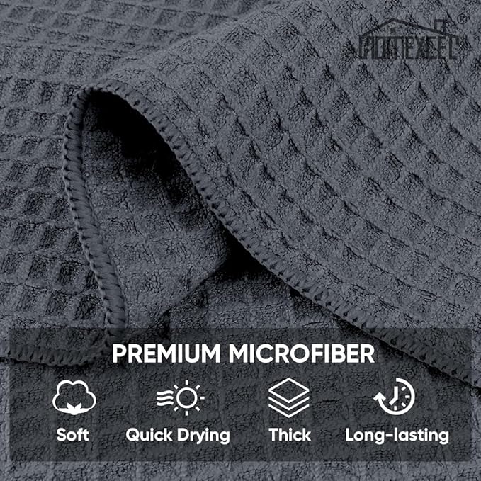 HOMEXCEL Waffle Weave Microfiber Towel, 10 Pack Lint Free Cleaning Rags - Image 3