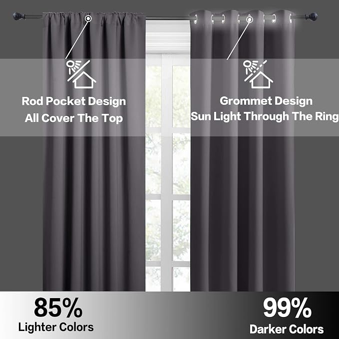 RYB HOME Grey Blackout Curtains - Image 5