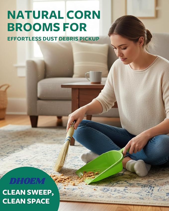 6Pack 12 Inch Handheld Broom Set, Heavy Duty Mini Corn Broom - Image 6