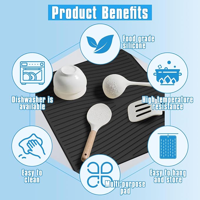 Silicone Dish Drying Mat for Kitchen Counter - Image 3