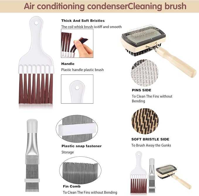 3 in 1 Set Air Conditioner Condenser Fin Comb，Refrigerator Coil Cleaning Brush - Image 3