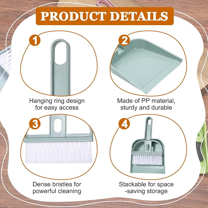 uxcell Mini Dustpan and Brush Set, Small Broom and Dustpan Set - Image 3