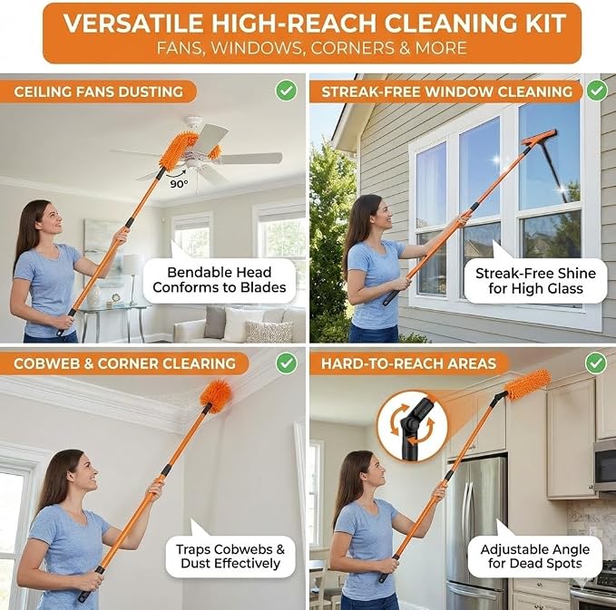 20FT Light Bulb Changer for High Ceilings, Ceiling Fan Duster & Window Cleaner - Image 5