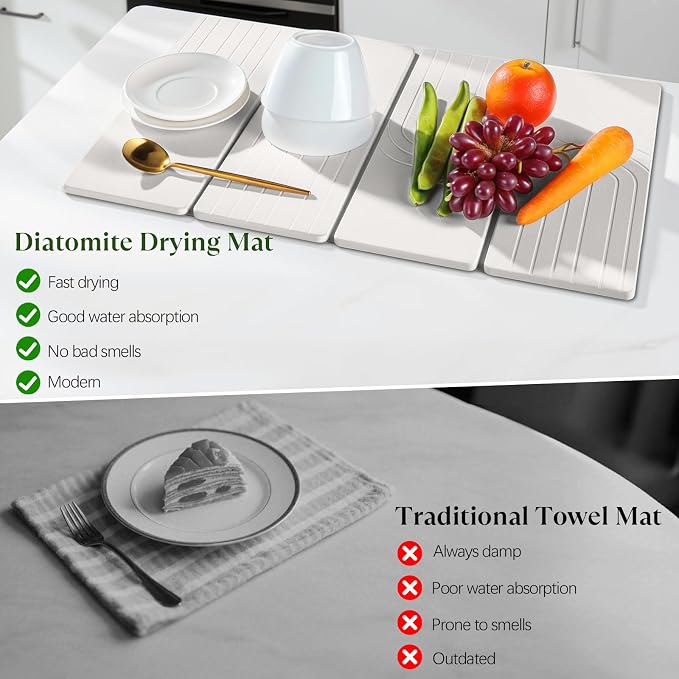 Large Stone Dish Drying Mat for Kitchen Counter, Quick Dry Stone Dishes Mats - Image 5