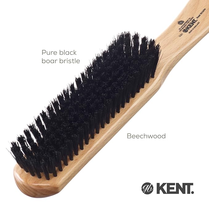Kent CG1 Clothes Brush Cherrywood 100% Natural Black Bristle and Lint Remover - Image 4