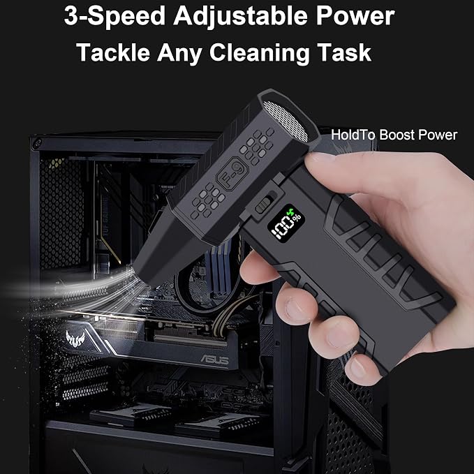 Compressed Air Duster, Car & Home Cleaning, Adjustable Airflow Mini Blower - Image 2