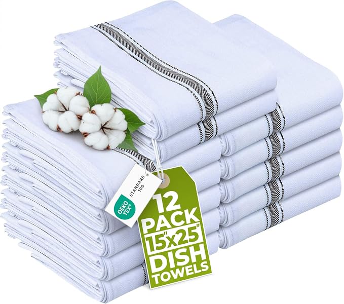 Utopia Towels Black Dish Towels 100% Ring Spun Cotton Highly Absorbent & by UTOPIATOWELS