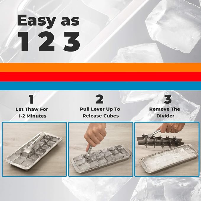 Vintage Inspired Ice Cube Tray | 18/8 Stainless Steel | 18 Slot Ice Cube Tray | - Image 4