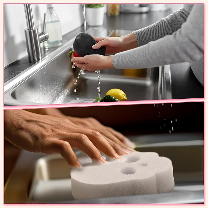 Tioncy 12 Pack Skull Kitchen Sponges Bulk Dual Sided Scrubber Pink Sponges - Image 5