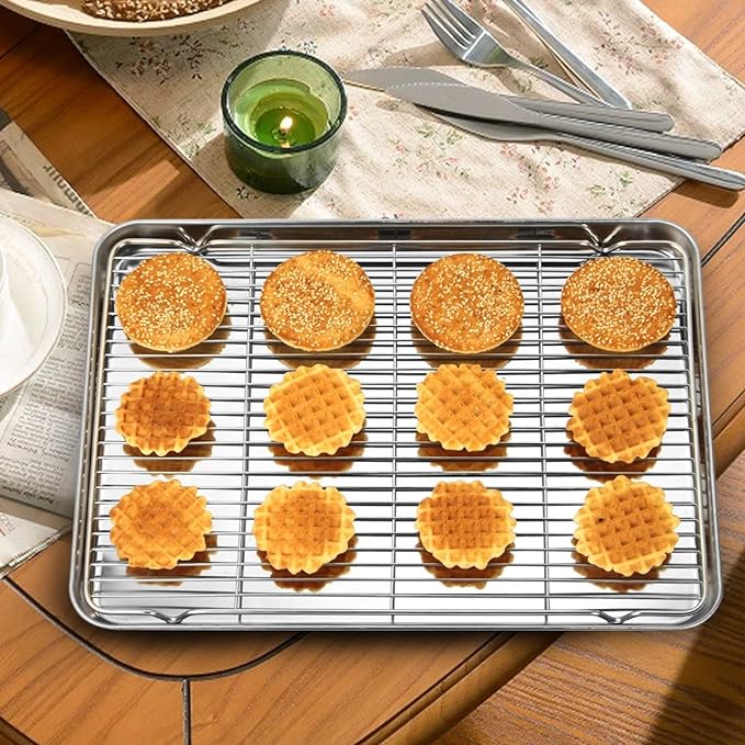 Wildone Baking Sheet & Rack Set, Stainless Steel Cookie Pan - Image 6