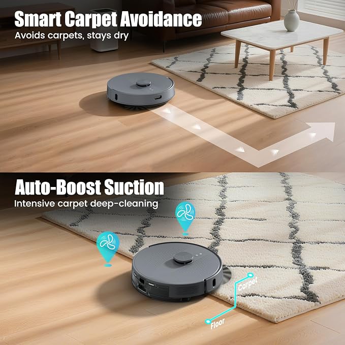AIRROBO T25+ Robot Vacuum and Mop Combo, 5500Pa Powerful Suction, Self-Emptying - Image 5
