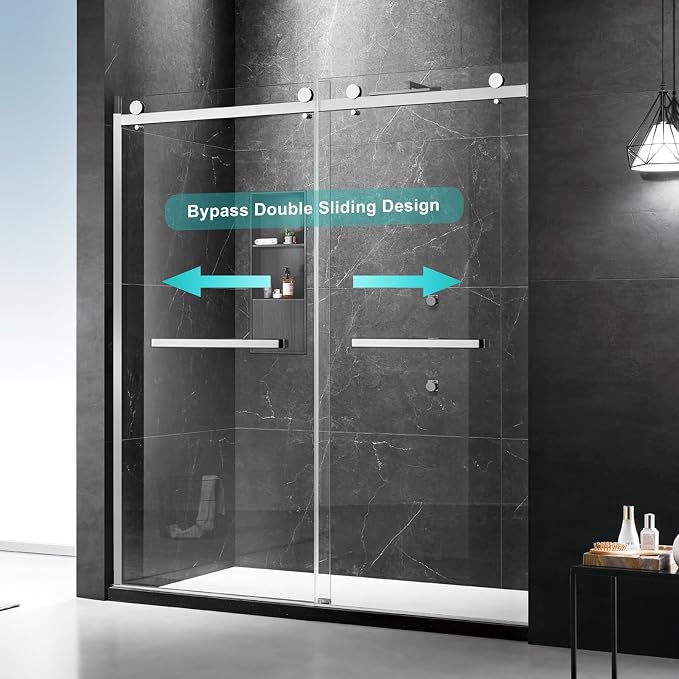 Milano Double Sliding Shower Door, 48 in.W x 74 in.H Framed Shower Door 5/16" - Image 2