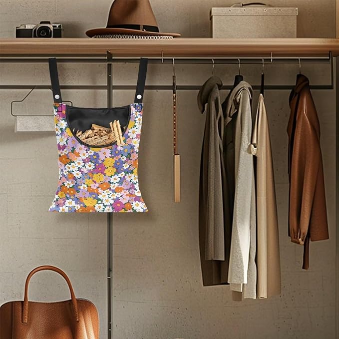 2 Pcs Pin Bag, Hippie Flower Print Hanging Bag - Image 4