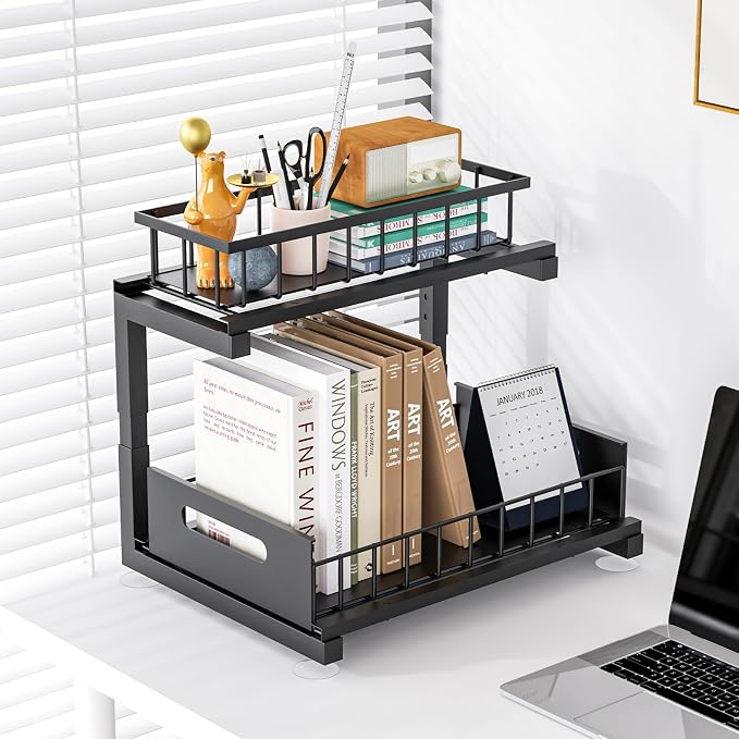 Under Sink Organizer Storage 2-Tier Heavy Duty Metal Pull Out Cabinet Organizer - Image 6