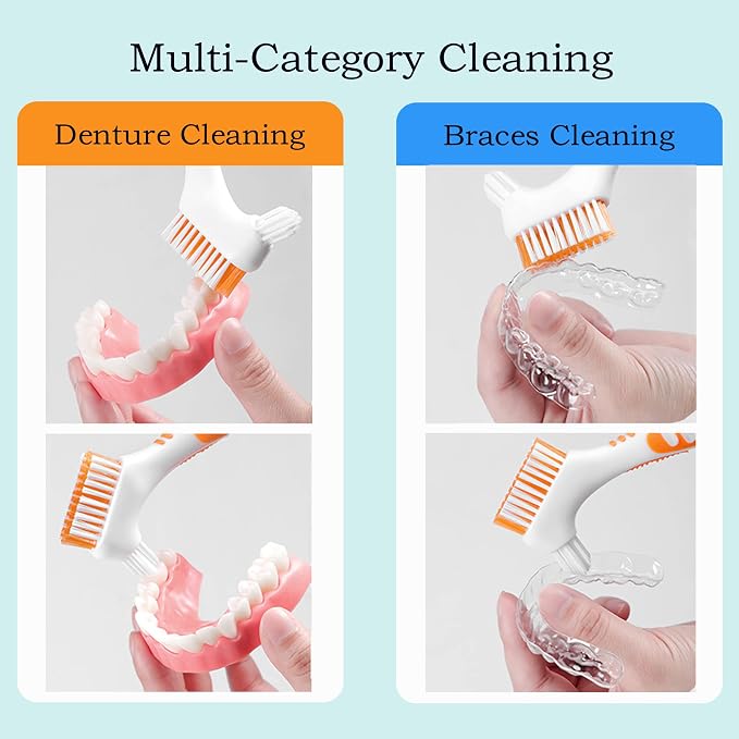 Denture Brush 4Pcs Denture Toothbrushes，Denture Cleaning Care Cleaning Brush - Image 3