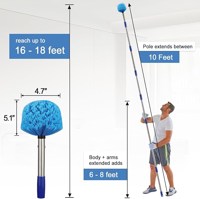 Cobweb Duster with Extension Pole, 10 FT Long Duster - Image 4