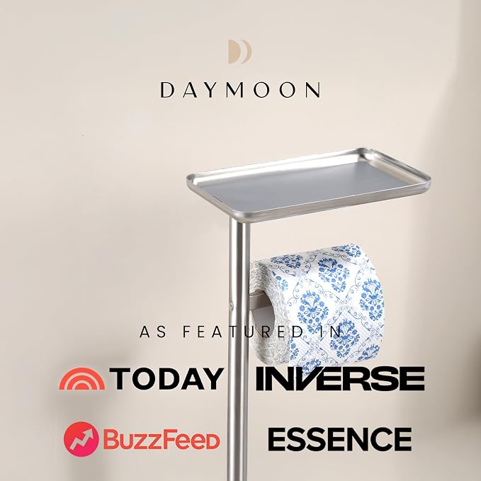 Day Moon™ Brushed Nickel Toilet Paper Holder Free Standing Toilet Paper Holder - Image 6