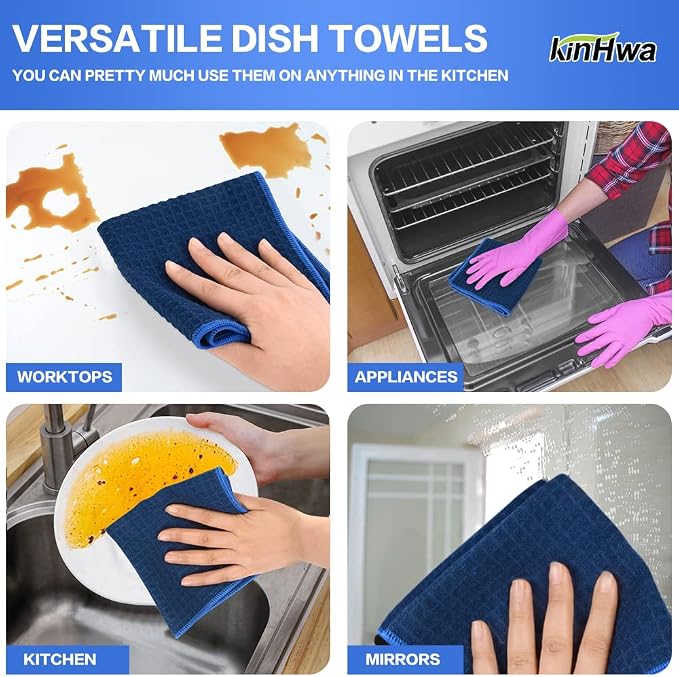 KinHwa Microfiber Dish Cloths Thick Waffle Weave Kitchen Dish Rags Ultra - Image 7