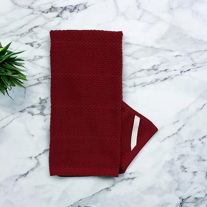 Maroon Dark Red Brick Red Kitchen Hand Dish Towels: Oversized 28" x 18" - Image 8