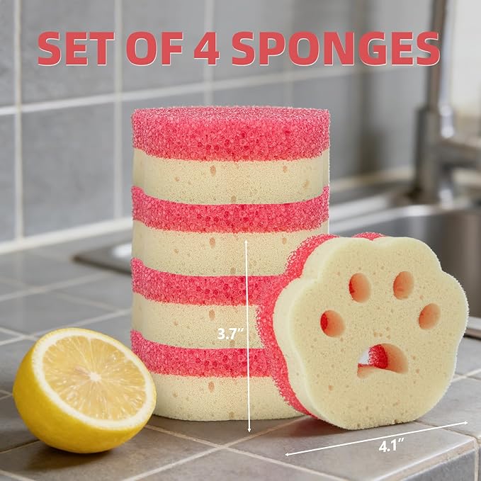 4pcs Scrub Sponges, Dual-Sided Temperature-Controlled Dish Sponges, Scratch-Free - Image 9
