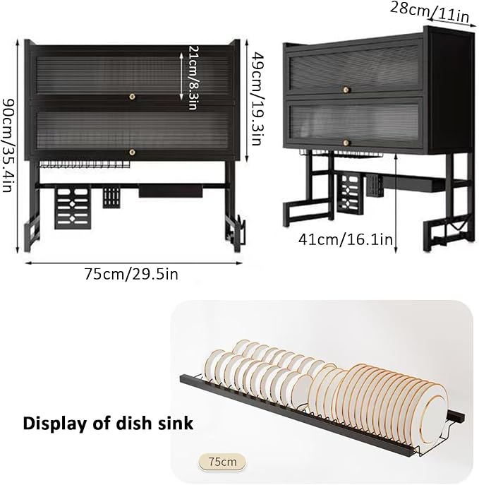 Over The Sink Dish Drainer Drying Rack 4 Tiers - Image 7