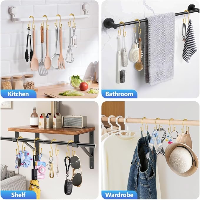 Double Shower Curtain Hooks, Sturdy Metal Nickel Shower Curtain Rings, Glide - Image 7