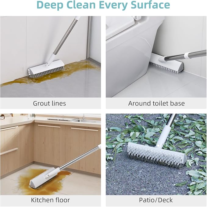 MOPALL Floor Scrub Brush with Long Handle 55", Dual-Sided Stiff Bristle Grout - Image 7