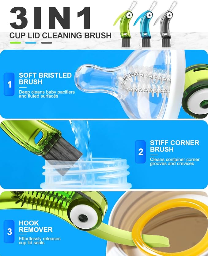 3 in 1 Cup Lid Cleaning Brush 3 PCS - Image 4